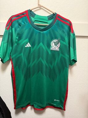 adidas Green and Red Mexico Soccer Jersey